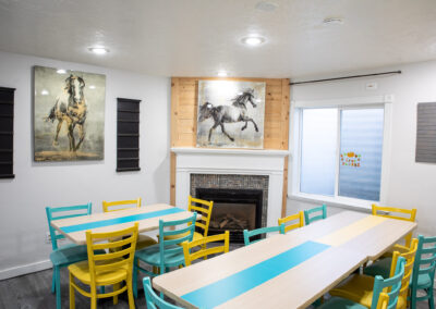 eating area at blue horse after school