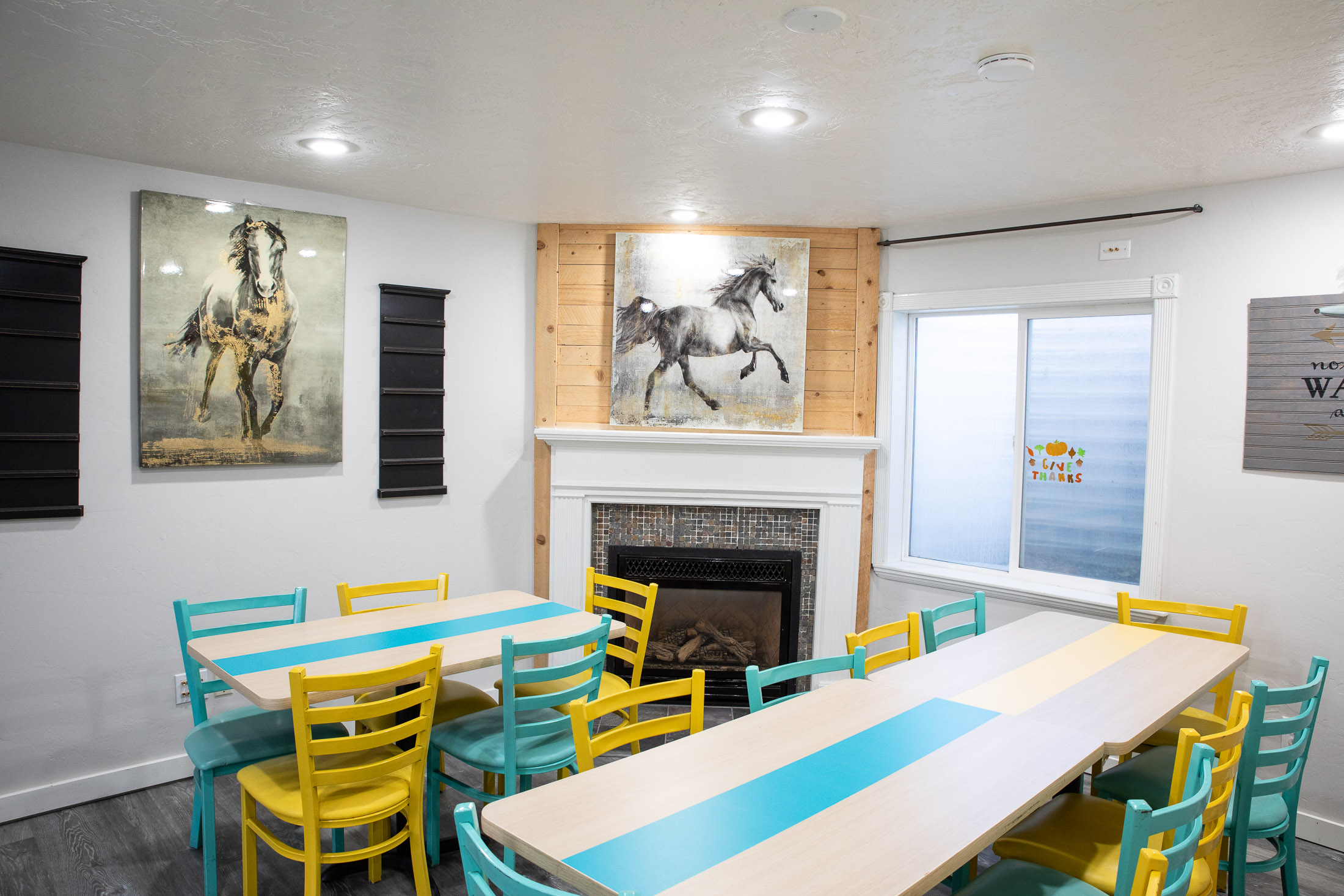 eating area at blue horse after school